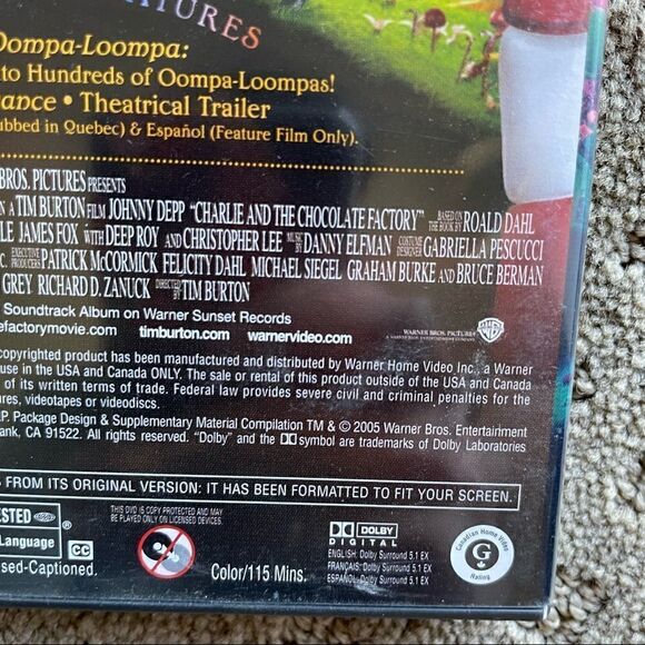 Charlie and the Chocolate Factory DVD Full Screen Edition Johnny Depp - Picture 6 of 8